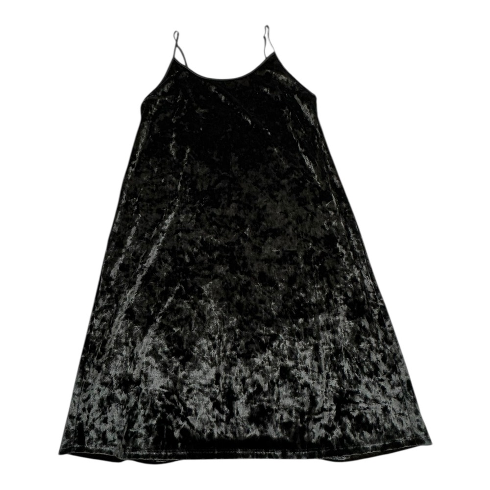 VICTORIA'S SECRET Black Velvet Slip Dress Spaghetti Strap Midi Length